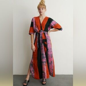 Elegant Pink and Orange Maxi Dress